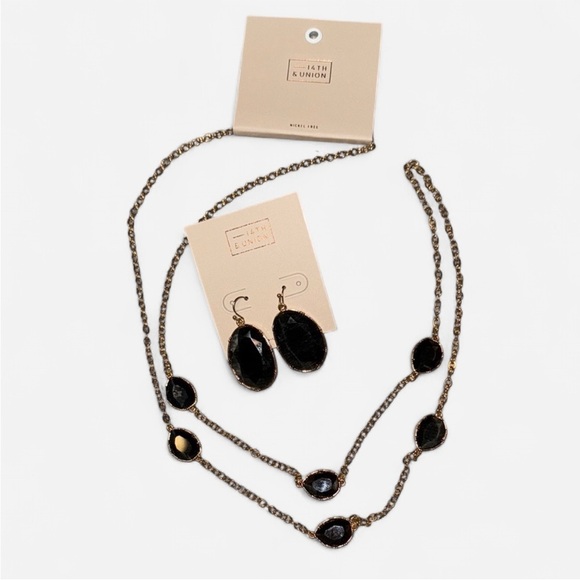 14th & Union Jewelry - 14th & Union Gold and Black Necklace and earring set